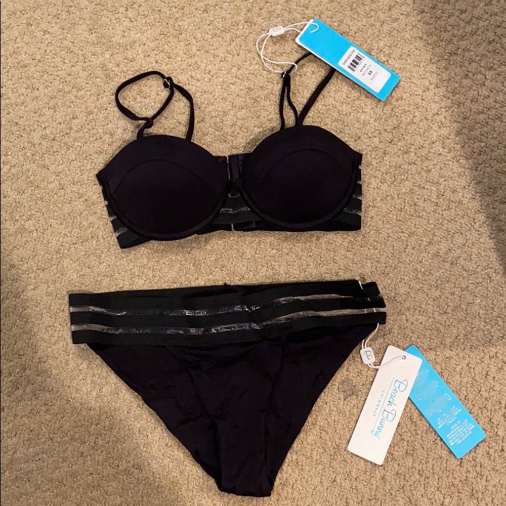 Matching black bustier bikini